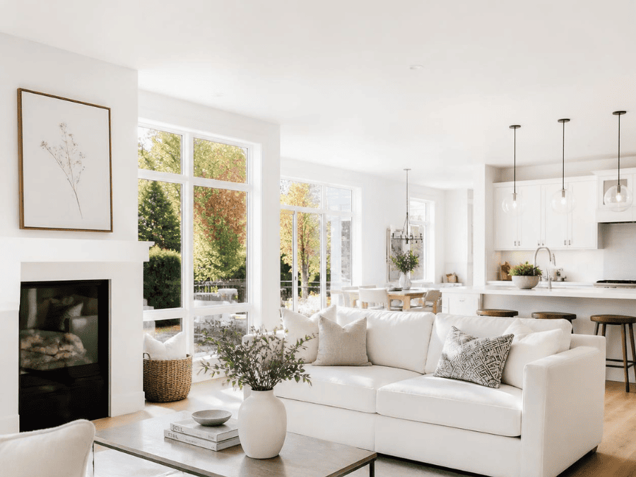Clean and cozy Seattle living room prepared for fall with fresh air and dust-free surfaces.